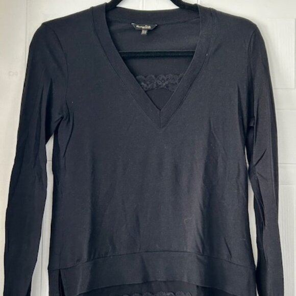 Black Long Sleeve Top with Lace Trim by Massimo Dutti - Size XS - Picture 1 of 3